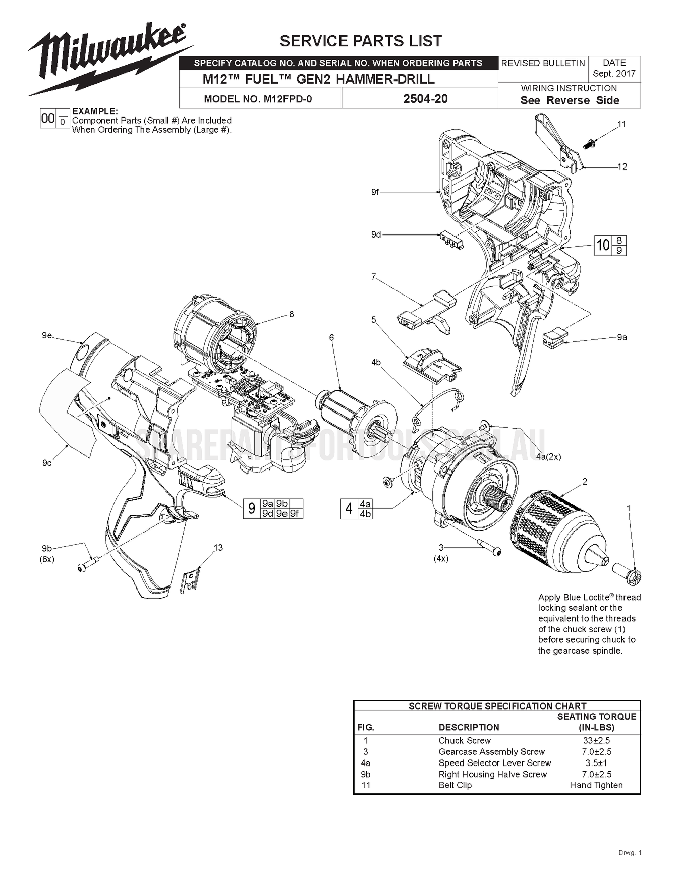 Milwaukee M12FPD Spare Parts