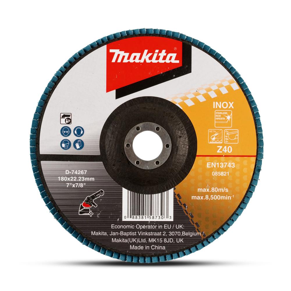 Makita 180Mm Economy Flap Disc 40# - Zirconia - Flat D-74267