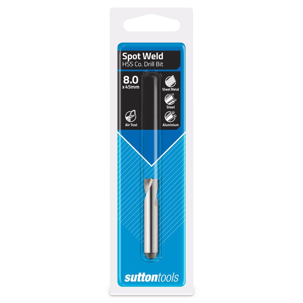 SUTTON 8.0 X 45MM HSS-COBALT SPOT WELD DRIL BIT - PNEUMATIC DISCONNECTORS