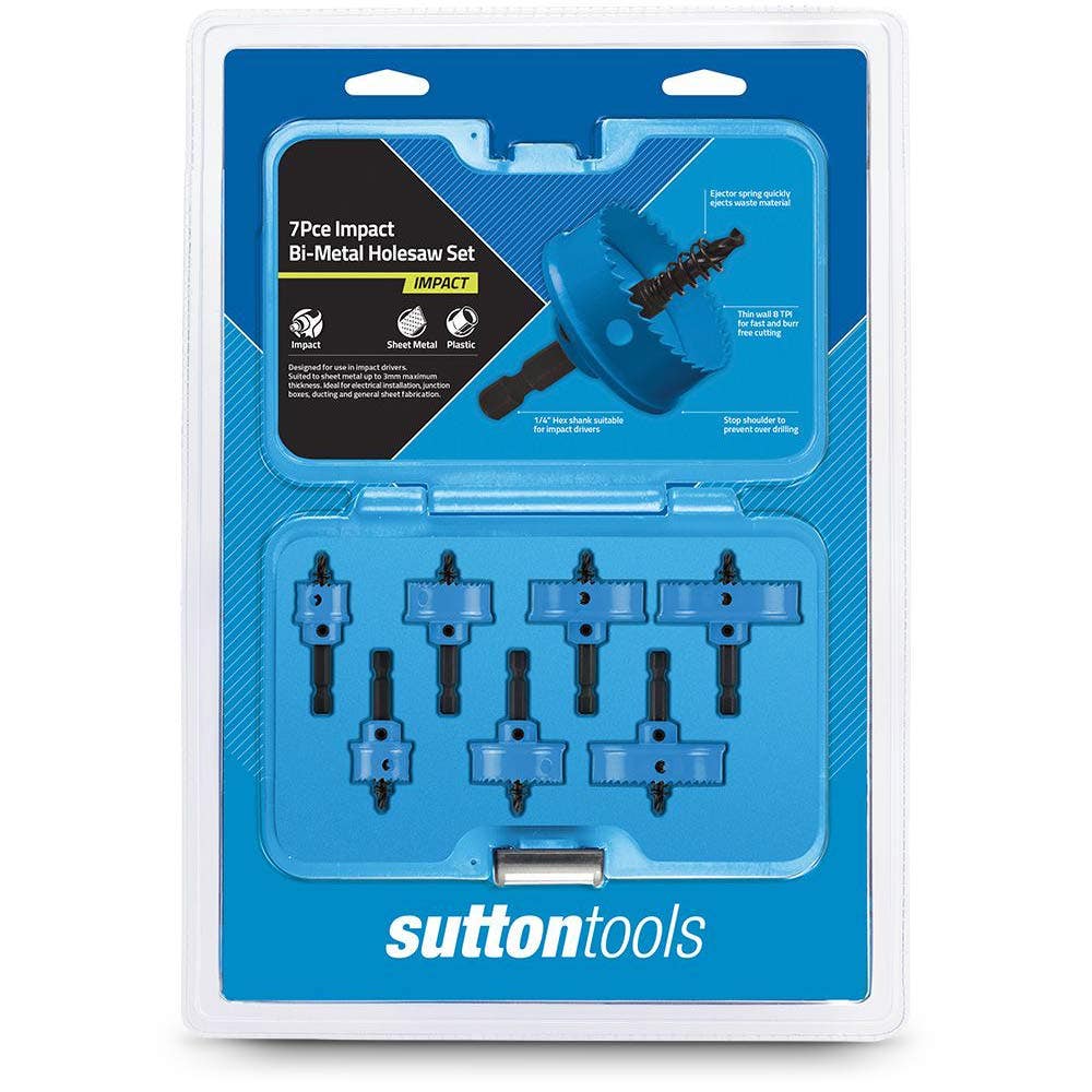 SUTTON 19-32MM 1/4-HEX BI-METAL HOLESAW SET FOR SHEETMETAL - 7 PIECE
