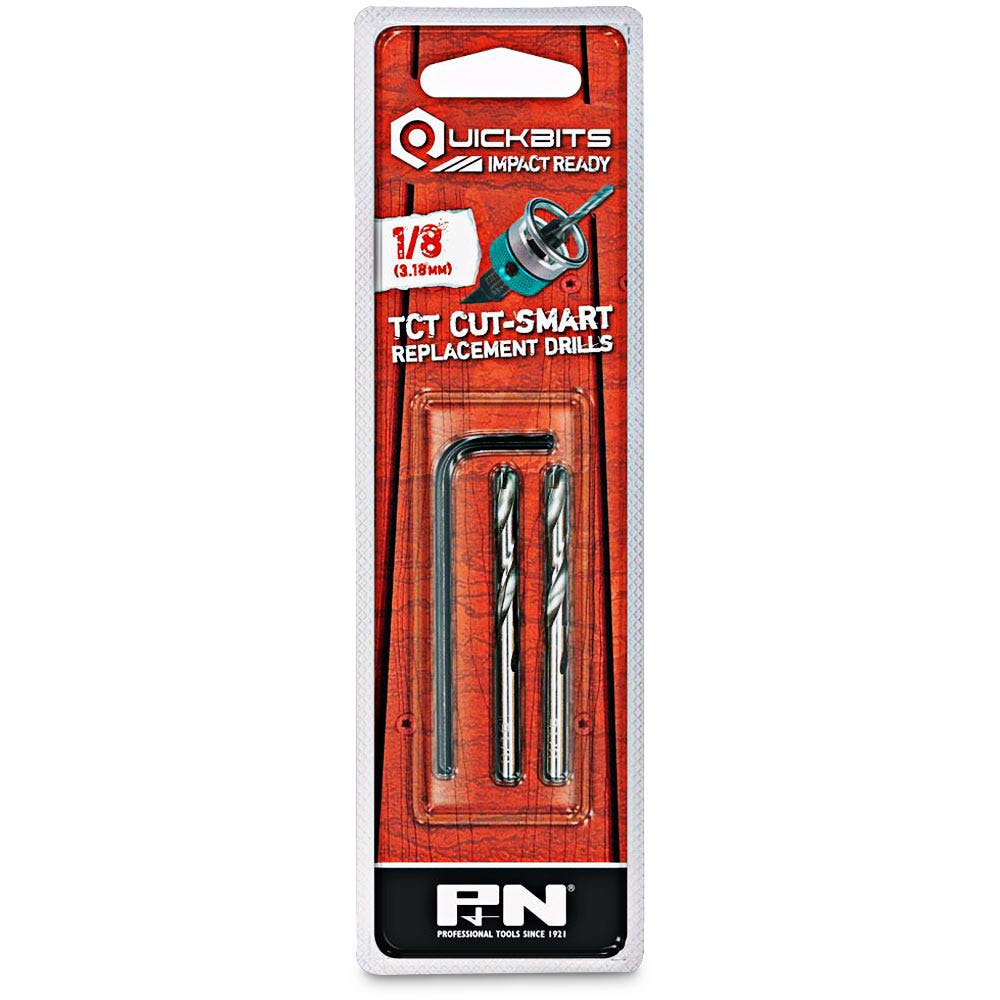 SUTTON QUICKBITS 1/8INCH TCT PILOT DRILL BITS W. ALLEN KEY - TCT CUT-SMART - 2 PIECE