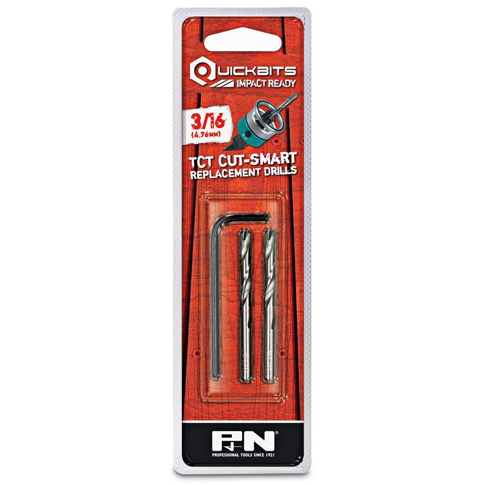 SUTTON QUICKBITS 3/16INCH TCT PILOT DRILL BITS W. ALLEN KEY - TCT CUT-SMART - 2 PIECE