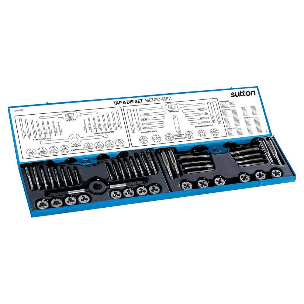 SUTTON M2-M12 METRIC TAP & DIE SET - 46 PIECE M500M46