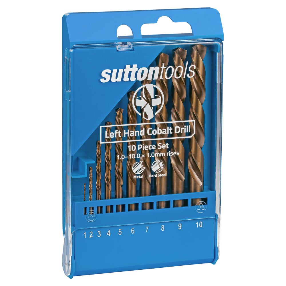 SUTTON 1-10MM METRIC HSS-COBALT LEFT-HAND JOBBER DRILL BIT SET - 10 PIECE