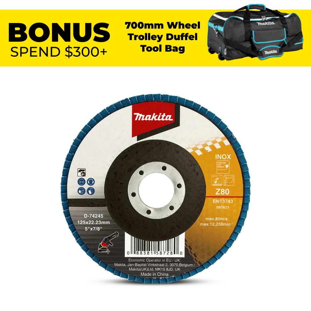 Makita 125Mm Economy Flap Disc 80# - Zirconia - Flat D-74245