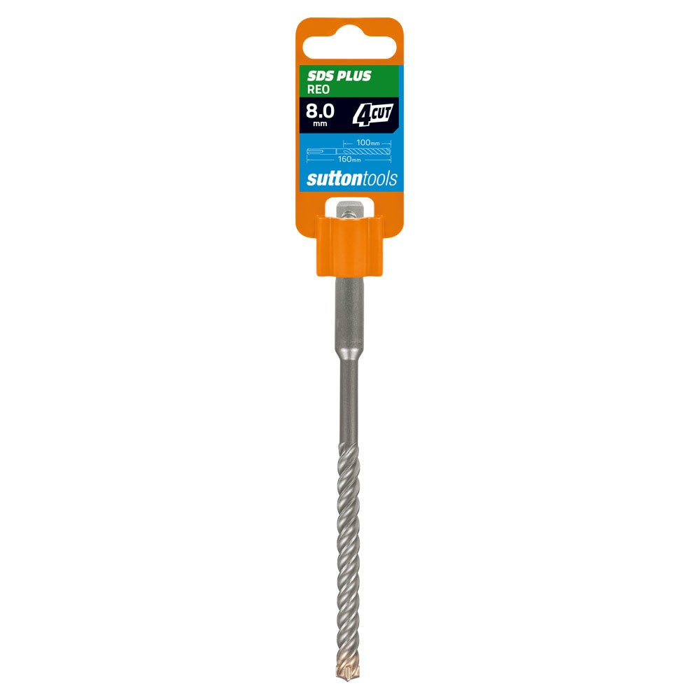 SUTTON 8.0X160MM 4-CUT REO SDS PLUS TCT MASONRY DRILL BIT D6320800