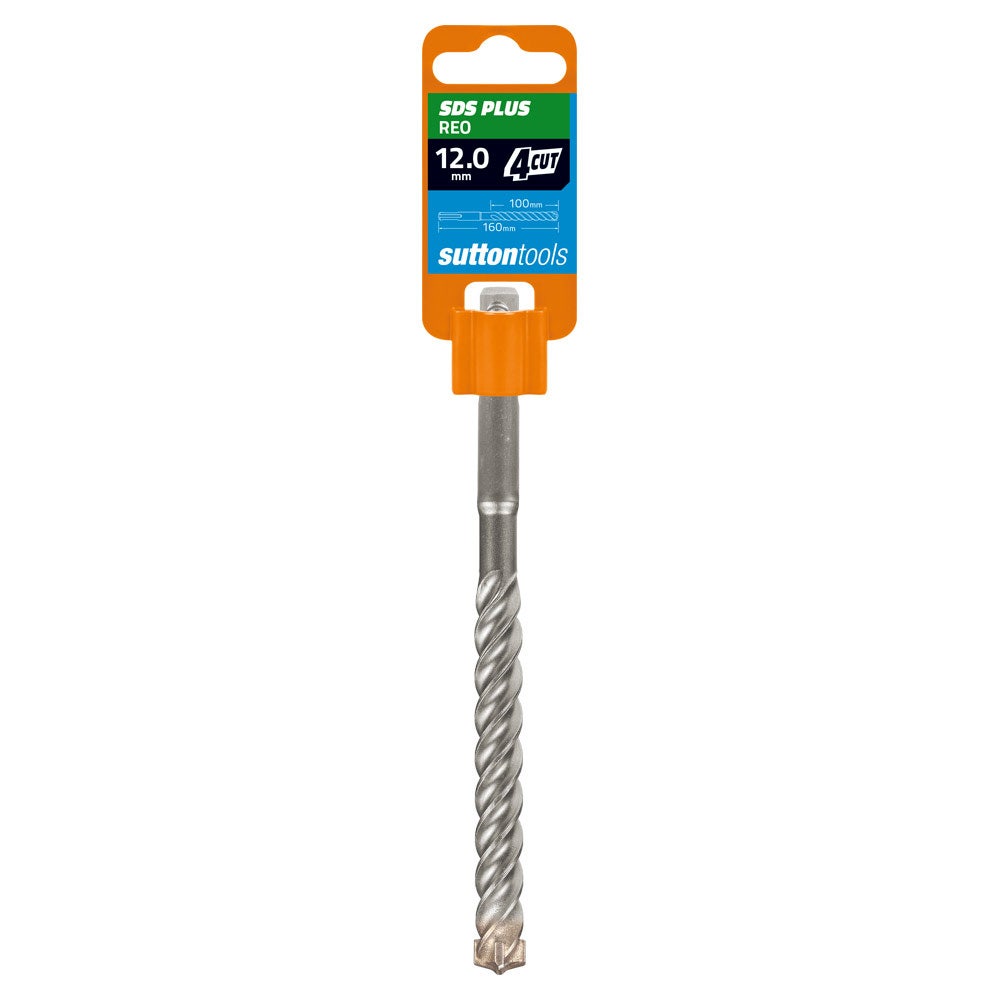 SUTTON 12X160MM 4-CUT REO SDS PLUS TCT MASONRY DRILL BIT D6321200