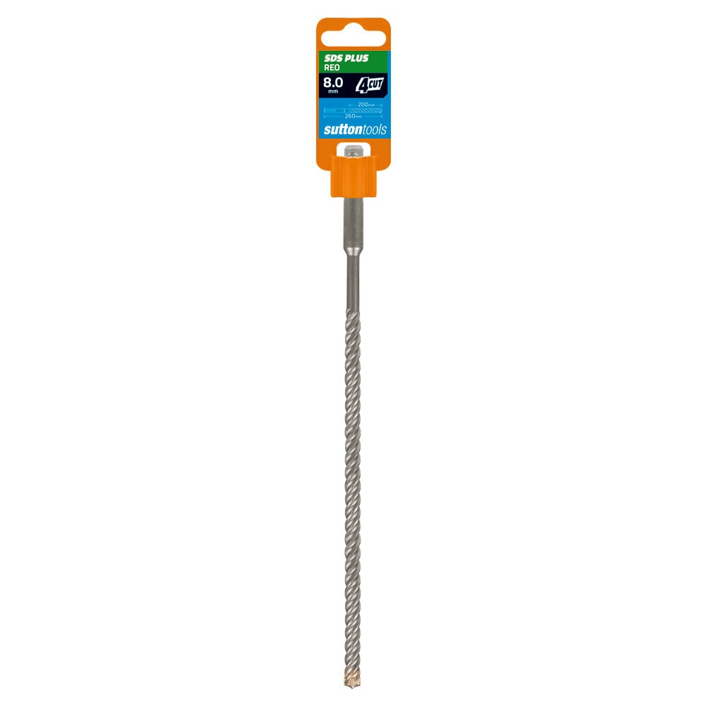 SUTTON 8.0X260MM 4-CUT REO SDS PLUS TCT MASONRY DRILL BIT D6340800