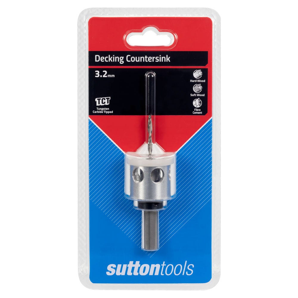 SUTTON 3.2MM 8G TCT-C/S W/ STOP HSS DRILL BIT & COUNTERSINK WOOD C1130320