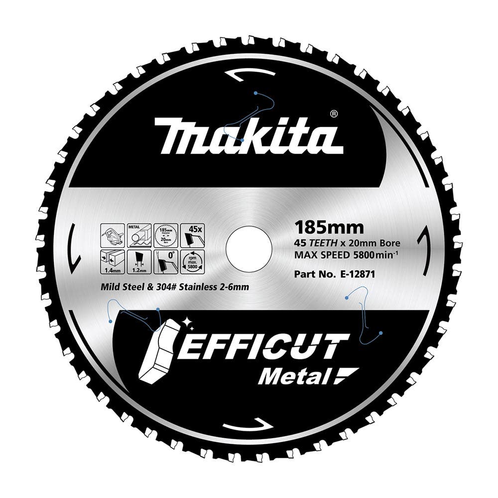 Makita Efficut Metal Cutting Tct Saw Blade 185Mm X 20Mm X 45T E-12871