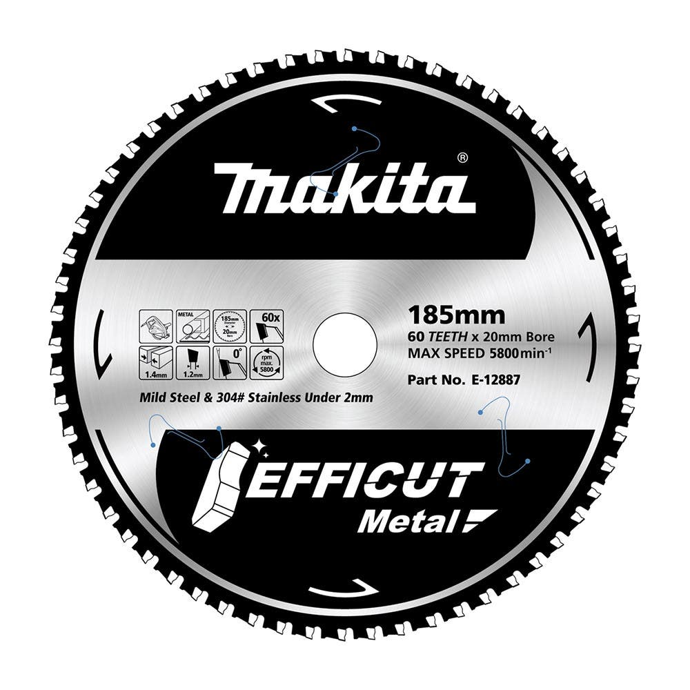 Makita Efficut Metal Cutting Tct Saw Blade 185Mm X 20Mm X 60T E-12887