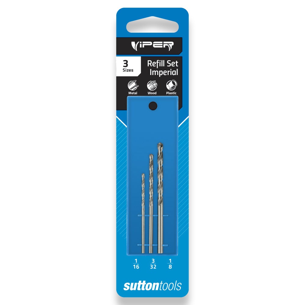 SUTTON TOOLS 1/16-3/32" JOBBER VIPER HSS REFILL DRILL SET - 3 PIECE D105VRK1