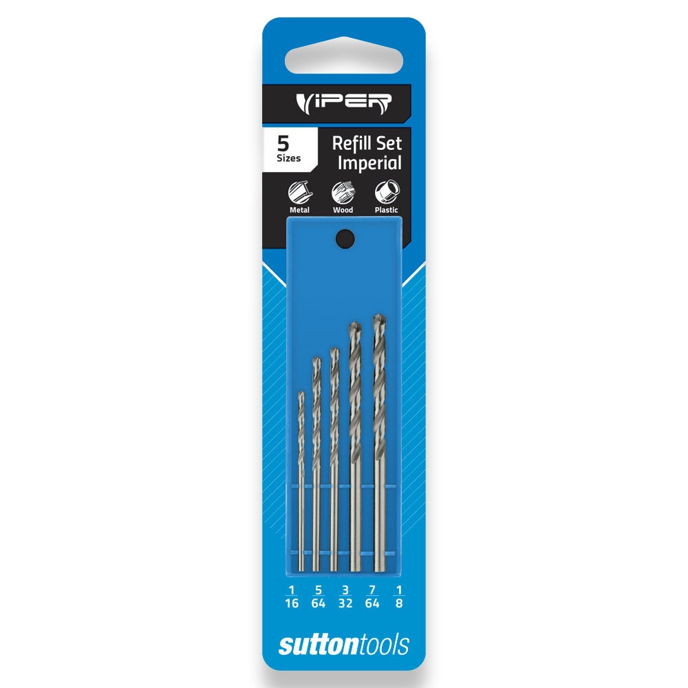 SUTTON TOOLS 1/16-1/8" Jobber Viper HSS Refill Drill Set - 5 Piece D105VRK2