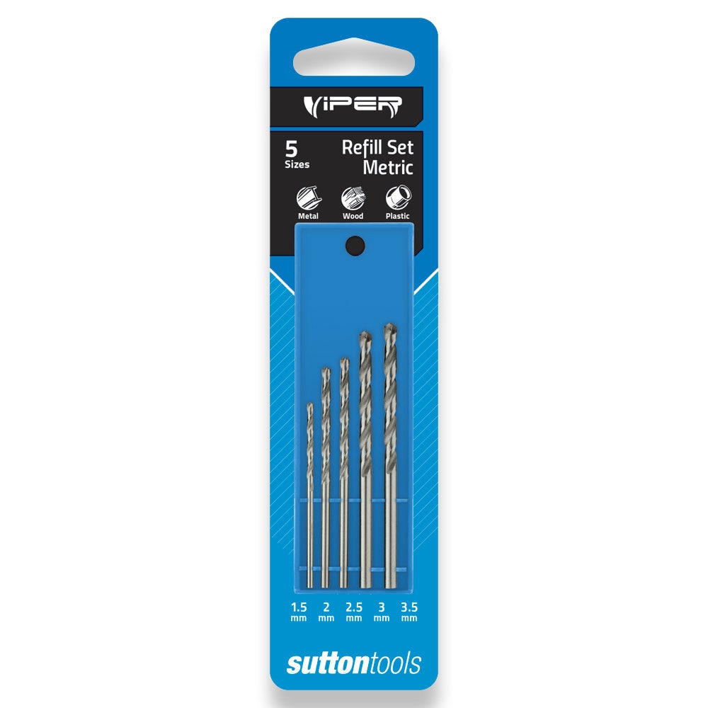 SUTTON TOOLS 1.5-3.5MM JOBBER VIPER HSS REFILL DRILL SET - 5 PIECE D105VRKM2