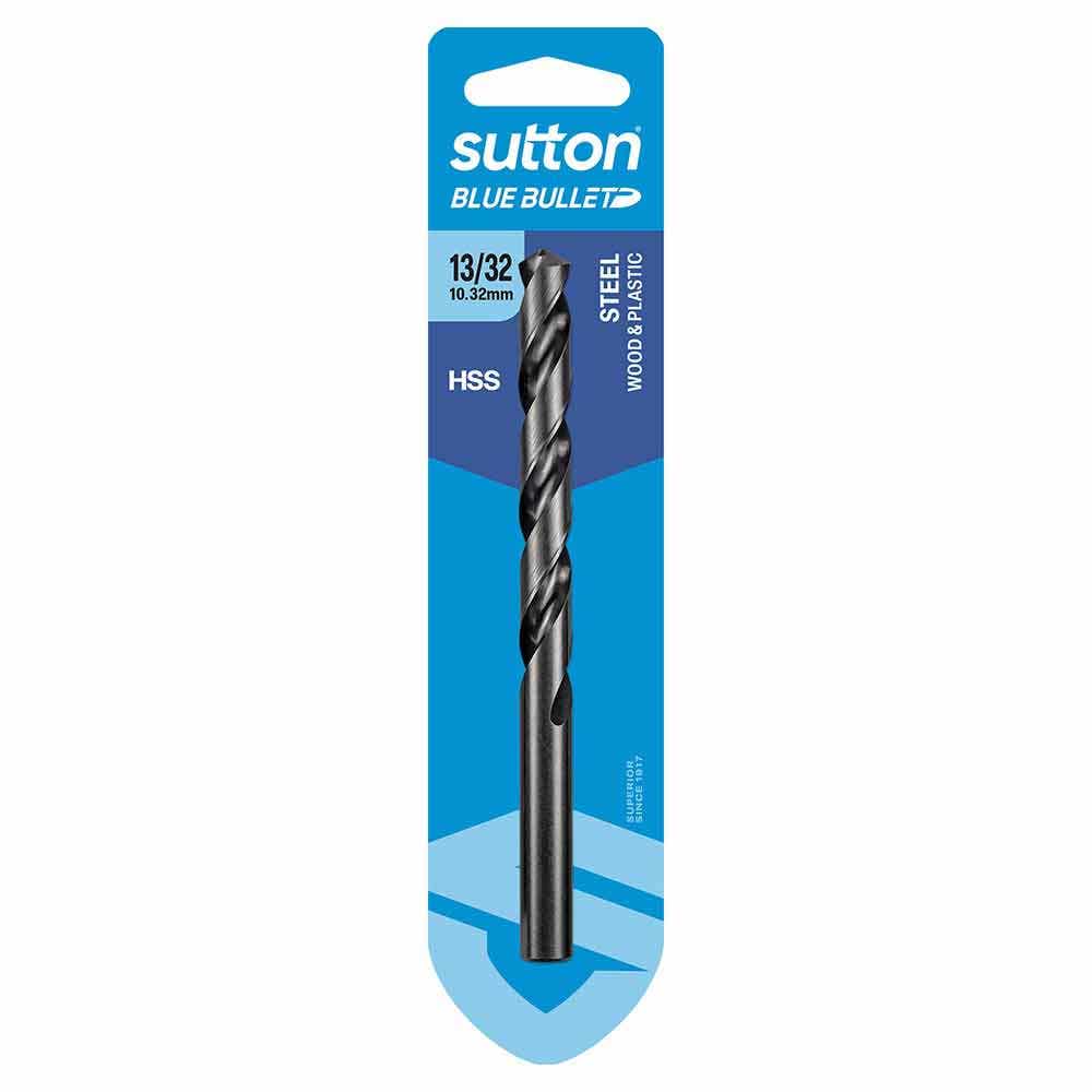 SUTTON 13/32INCH X 133MM HSS BLUE BULLET CARD JOBBER METAL DRILL BIT D102H1032