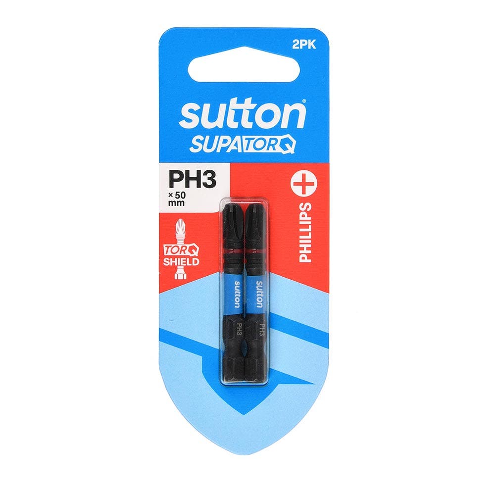 SUTTON PH3 X 50MM SUPATORQ PHILLIPS SCREWDRIVER BIT - 2 PIECE S200H02B03