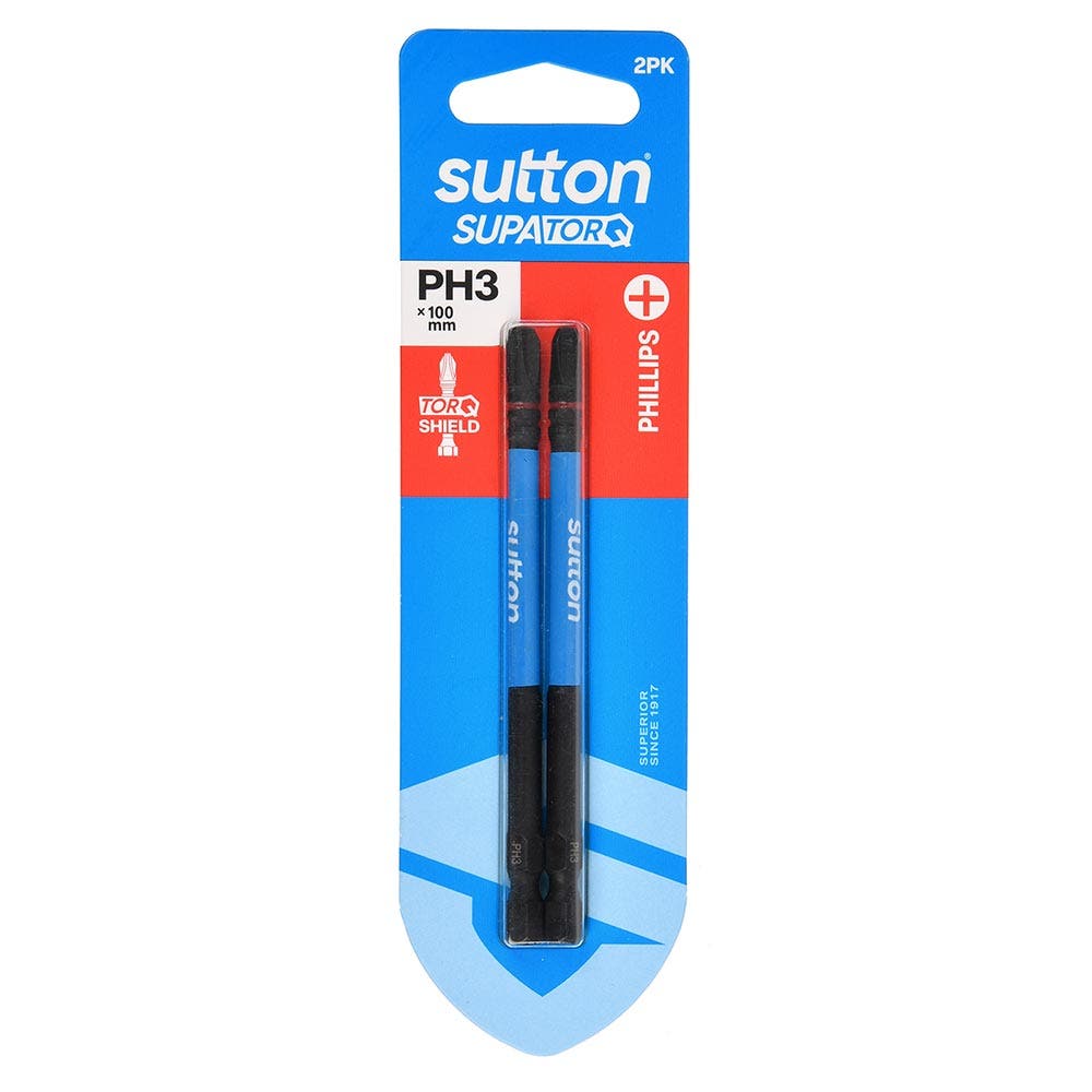 SUTTON PH3 X 100MM SUPATORQ PHILLIPS SCREWDRIVER BIT - 2 PIECE S200H02E03