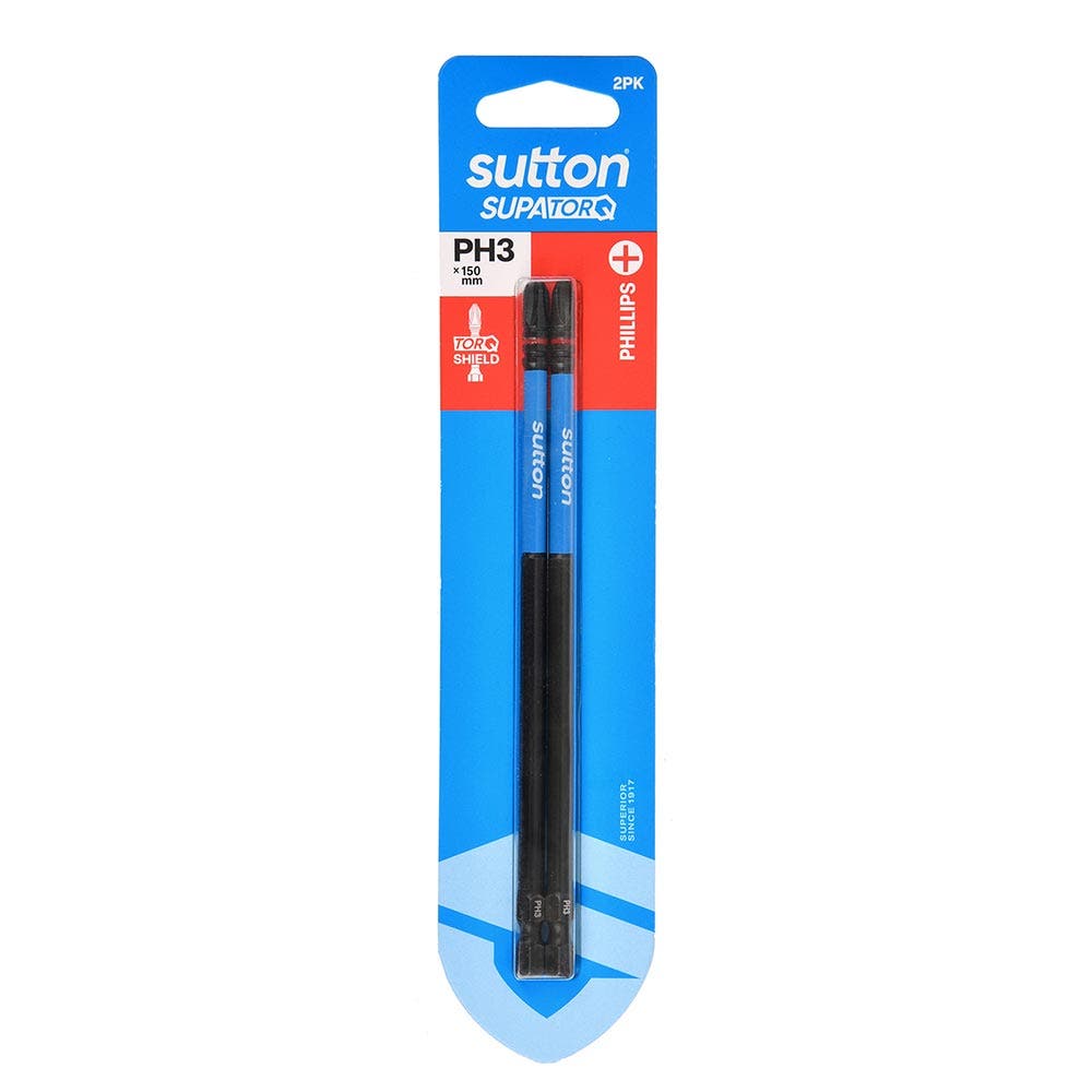 SUTTON PH3 X 150MM SUPATORQ PHILLIPS SCREWDRIVER BIT - 2 PIECE S200H02G03
