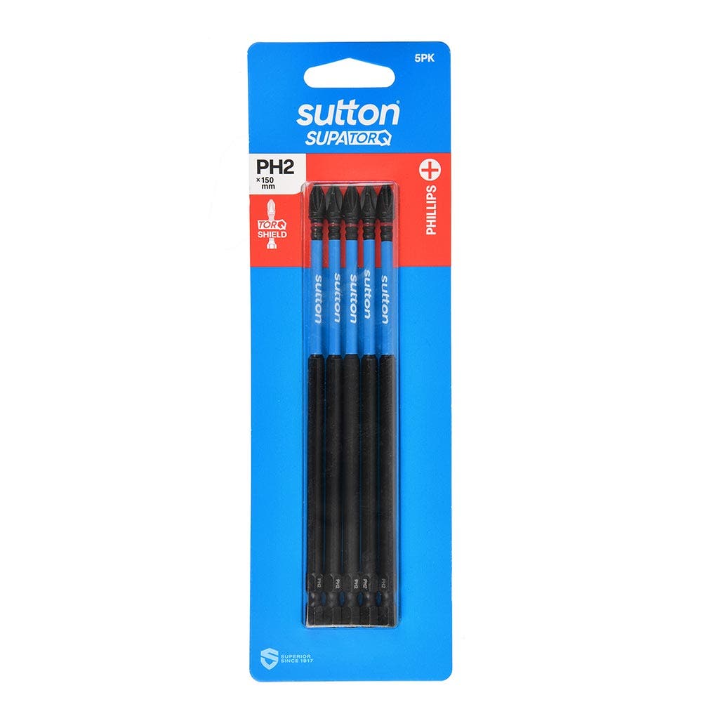 SUTTON PH2 X 150MM SUPATORQ PHILLIPS SCREWDRIVER BIT - 5 PIECE S200H05G02