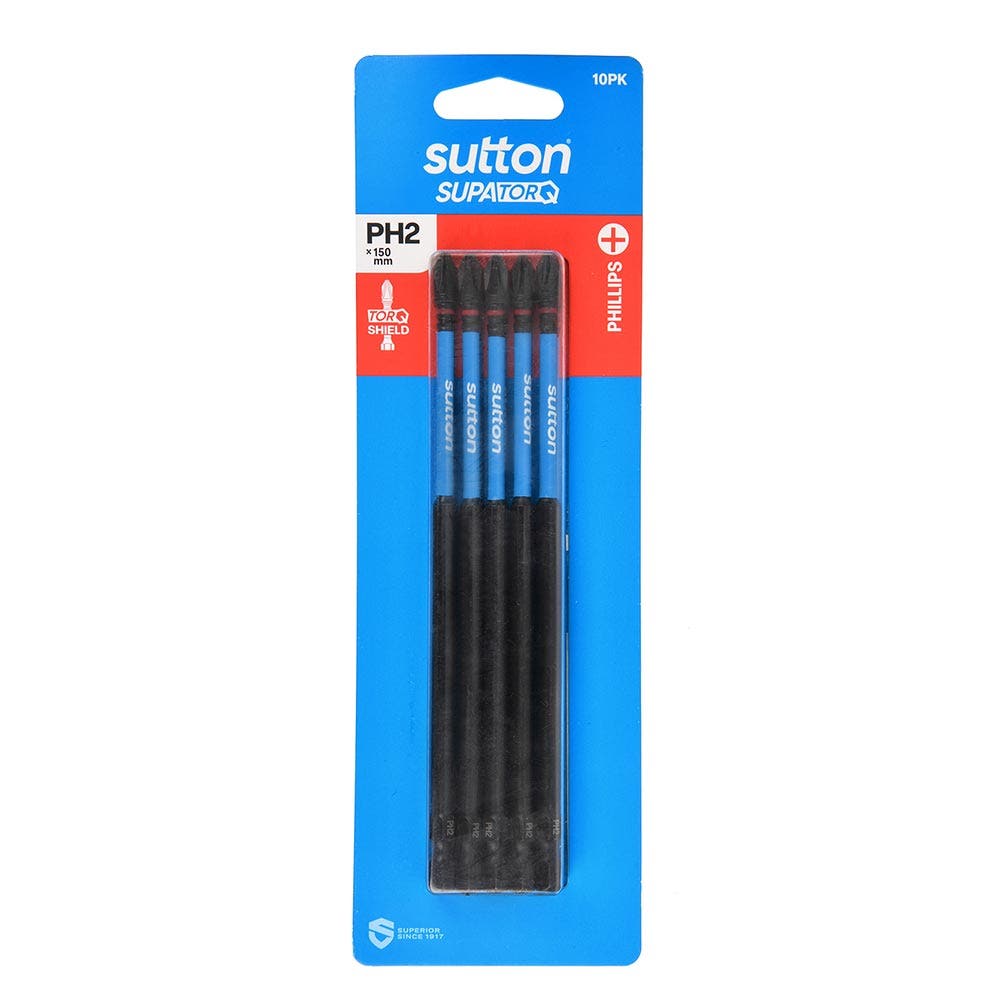 SUTTON PH2 X 150MM SUPATORQ PHILLIPS SCREWDRIVER BIT - 10 PIECE S200H10G02