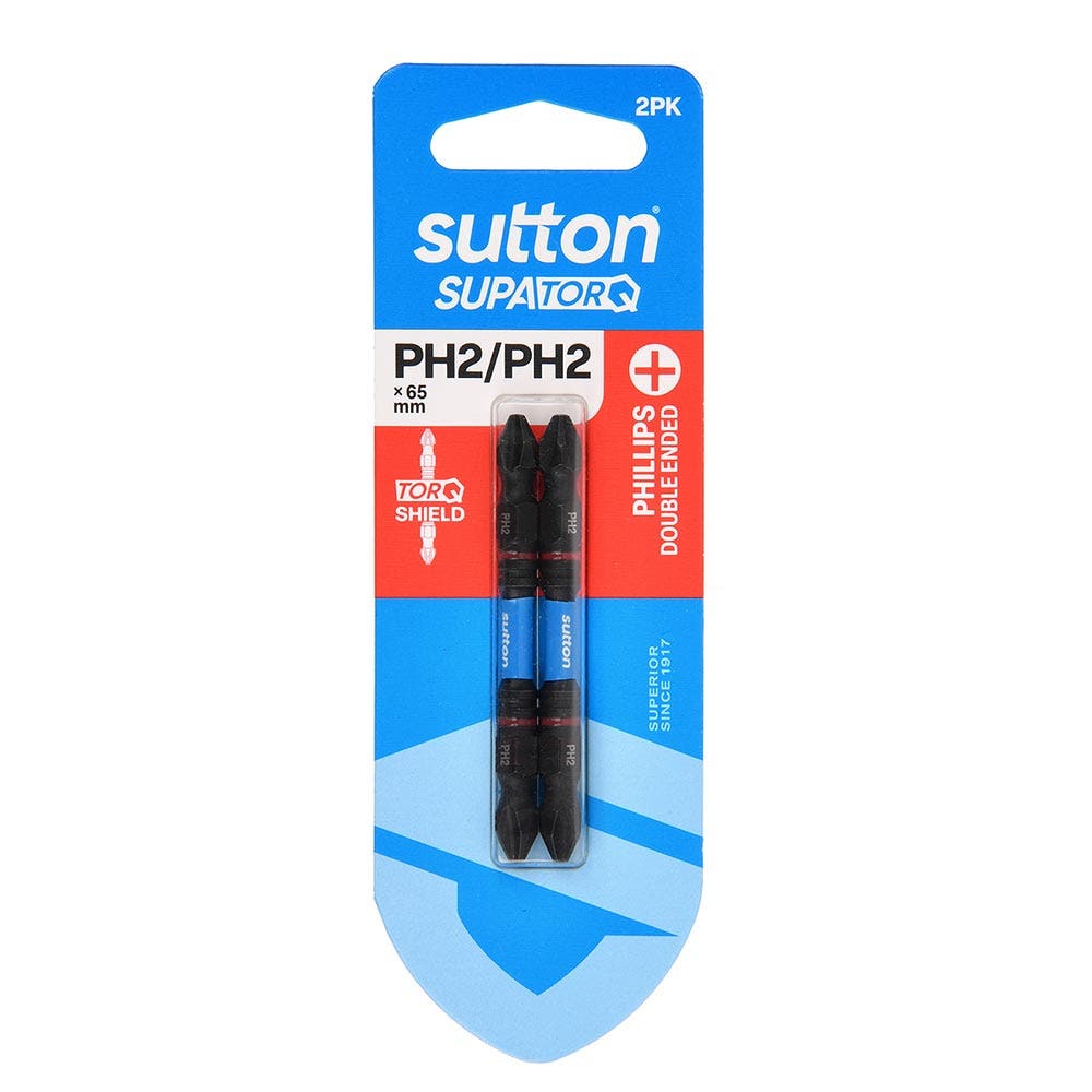SUTTON PH2 X 65MM SUPATORQ D/E PHILLIPS SCREWDRIVER BIT - 2 PIECE S201H02C02