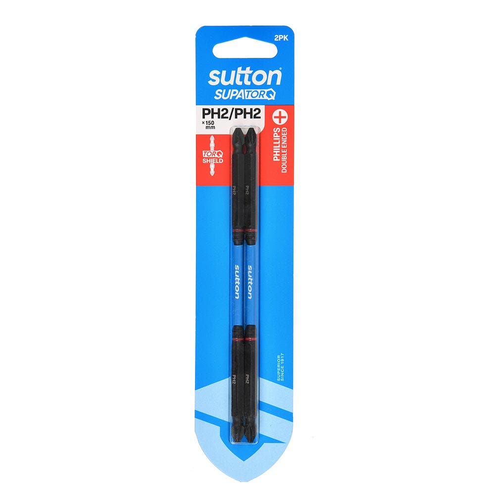 SUTTON PH2 X 150MM SUPATORQ D/E PHILLIPS SCREWDRIVER BIT - 2 PIECE S201H02G02