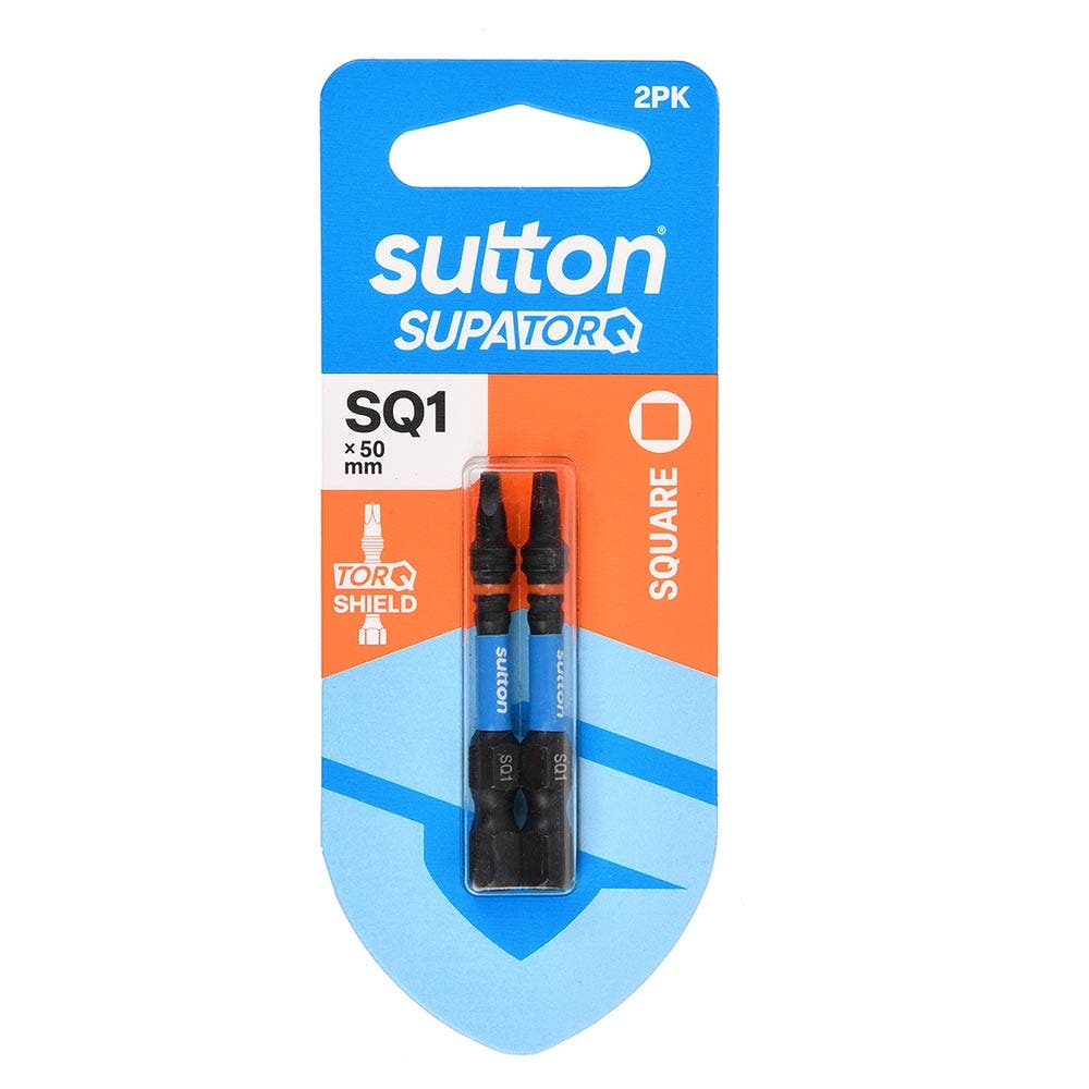 SUTTON SQ1 X 50MM SUPATORQ ROBERTSON SCREWDRIVER BIT - 2 PIECE S204H02B01