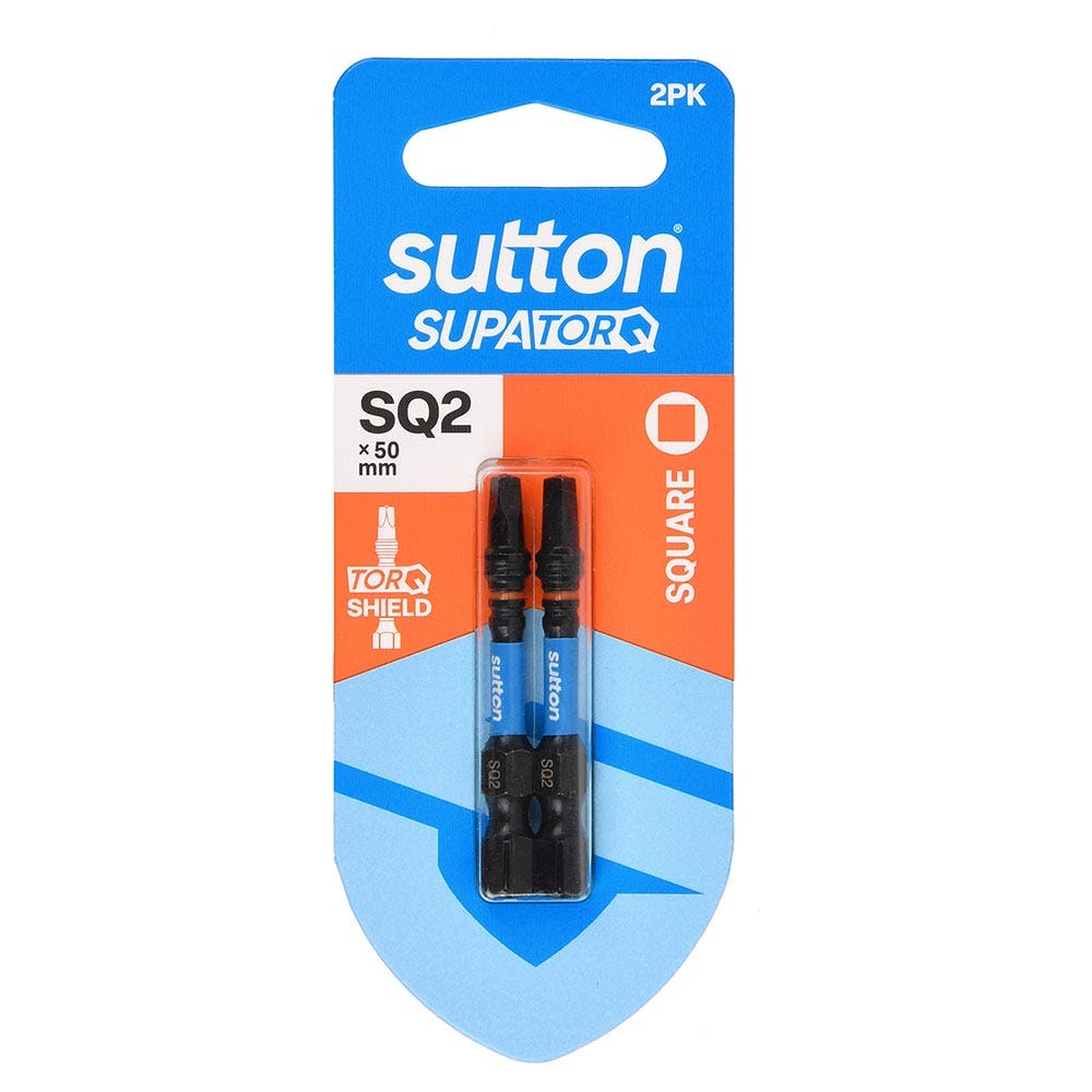 SUTTON SQ2 X 50MM SUPATORQ ROBERTSON SCREWDRIVER BIT - 2 PIECE S204H02B02