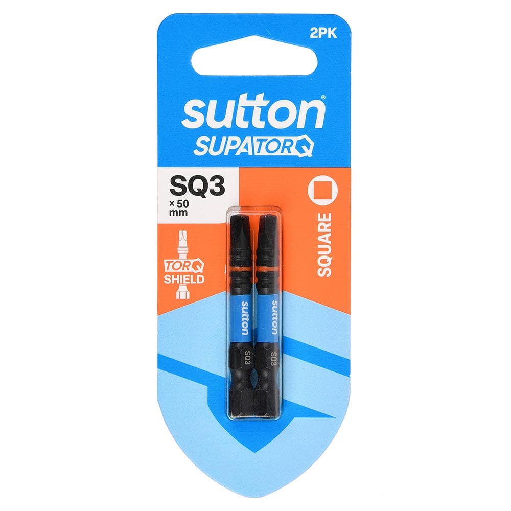 SUTTON SQ3 X 50MM SUPATORQ ROBERTSON SCREWDRIVER BIT - 2 PIECE S204H02B03