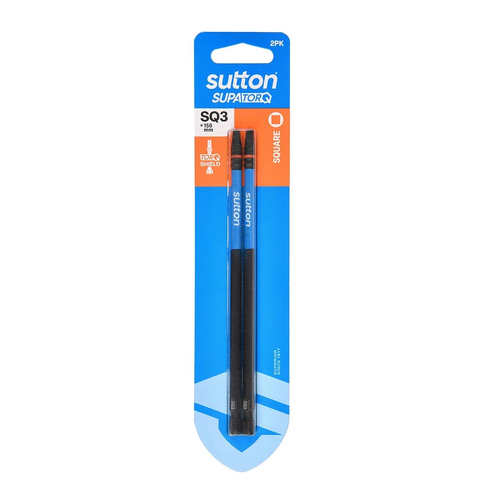 SUTTON SQ3 X 150MM SUPATORQ ROBERTSON SCREWDRIVER BIT - 2 PIECE S204H02G03