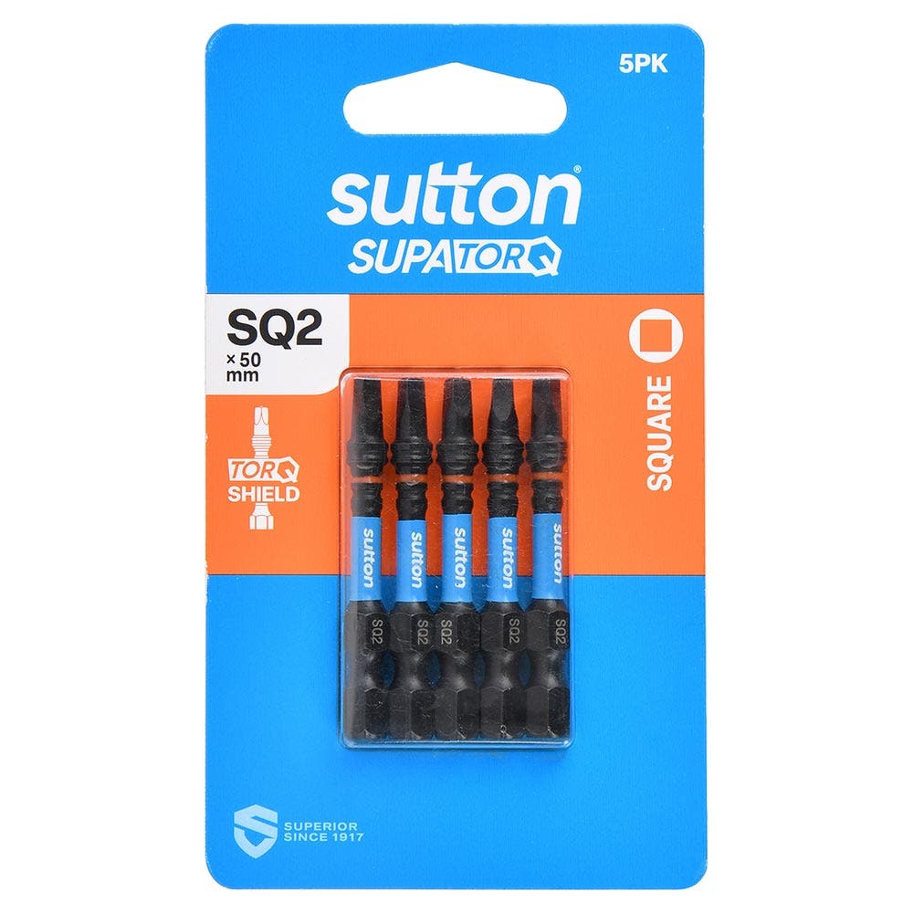 SUTTON SQ2 X 50MM SUPATORQ ROBERTSON SCREWDRIVER BIT - 5 PIECE S204H05B02