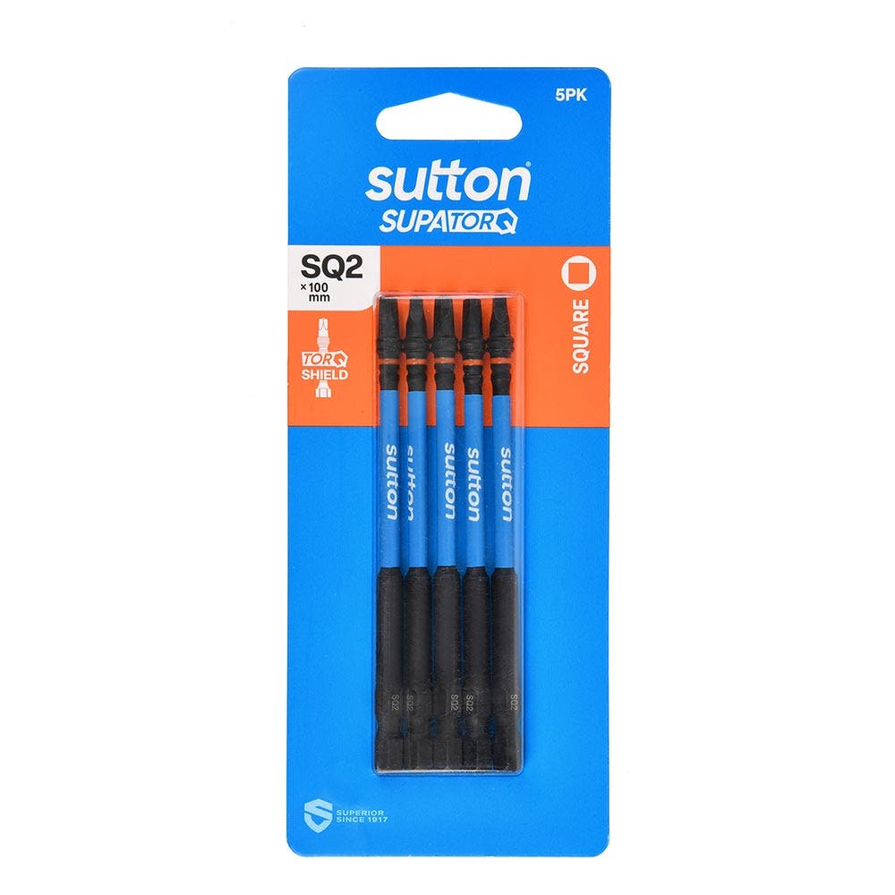 SUTTON SQ2 X 100MM SUPATORQ ROBERTSON SCREWDRIVER BIT - 5 PIECE S204H05E02