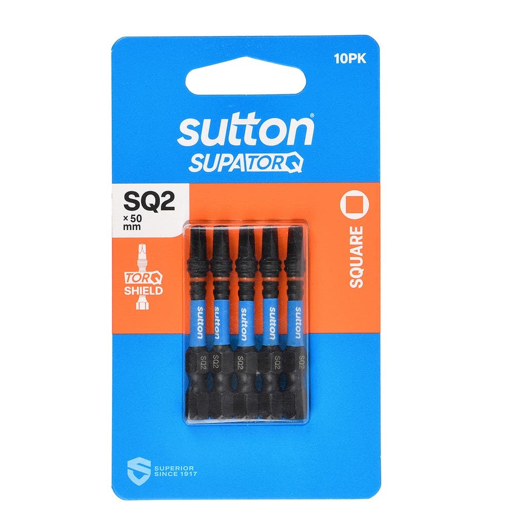 SUTTON SQ2 X 50MM SUPATORQ ROBERTSON SCREWDRIVER BIT - 10 PIECE S204H10B02