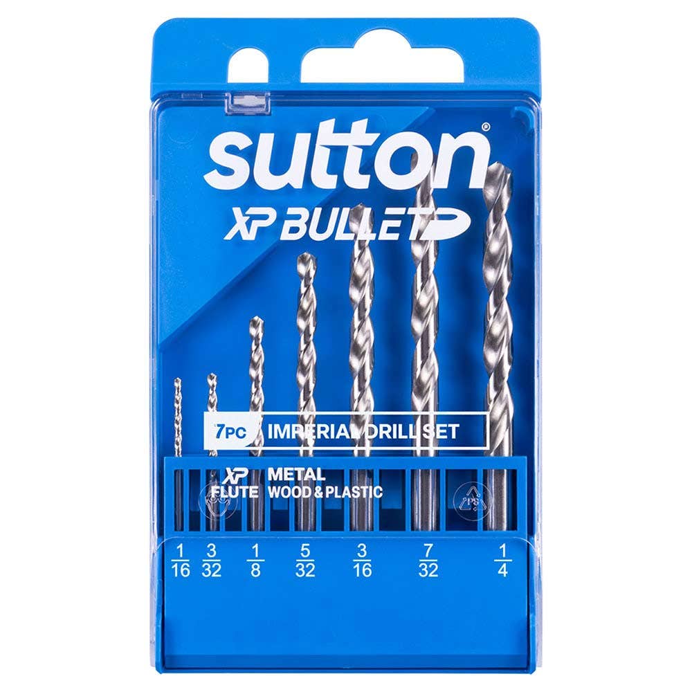 SUTTON 1/16-1/4In Hss Bright Xtreme Precision XP Bullet Drill Jobber Set - 7 Piece D220S07