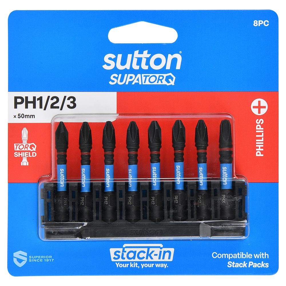 SUTTON STACK- IN PH2 X 50MM SCREWDRIVER BIT SET - 8 PIECE S200S08B