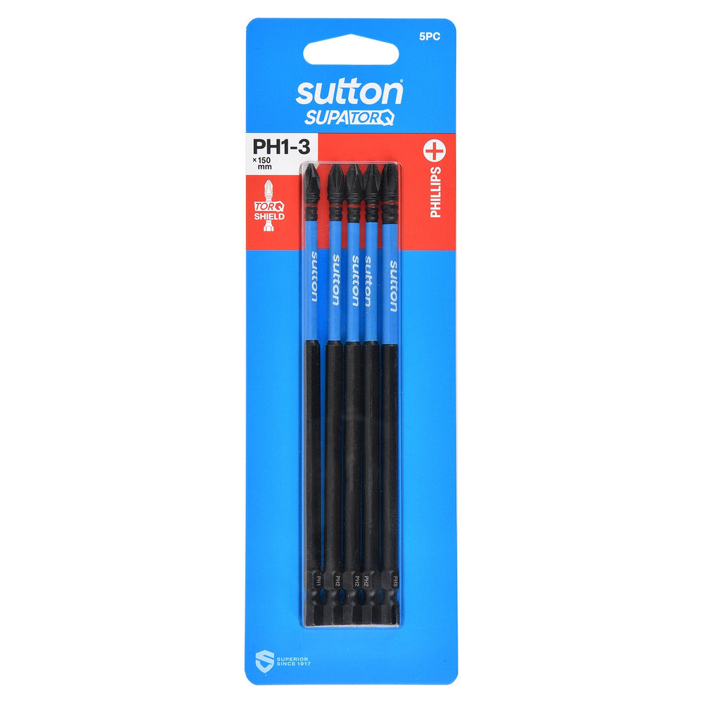 SUTTON SUPATORQ PH1-3X150MM PHILLIPS SCREWDRIVER BIT - 5 PIECE S200S05G03