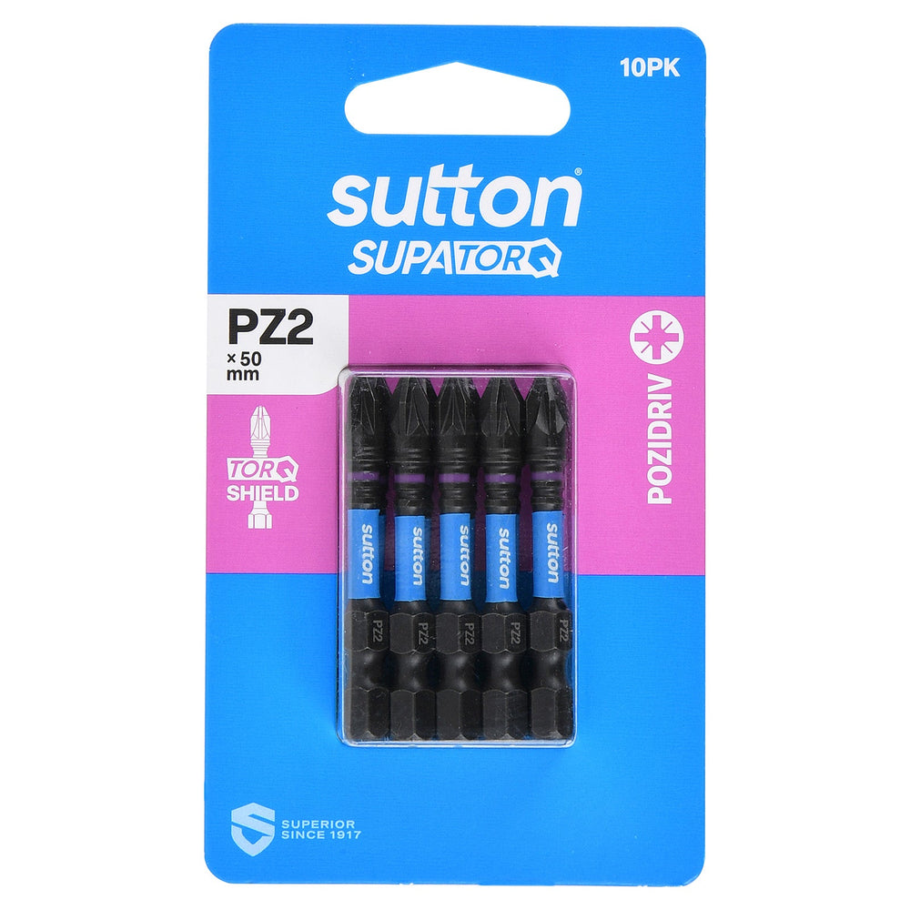 SUTTON SUPATORQ PZ2X50MM POZIDRIVE SCREWDRIVER BIT - 5 PIECE S202H10B02