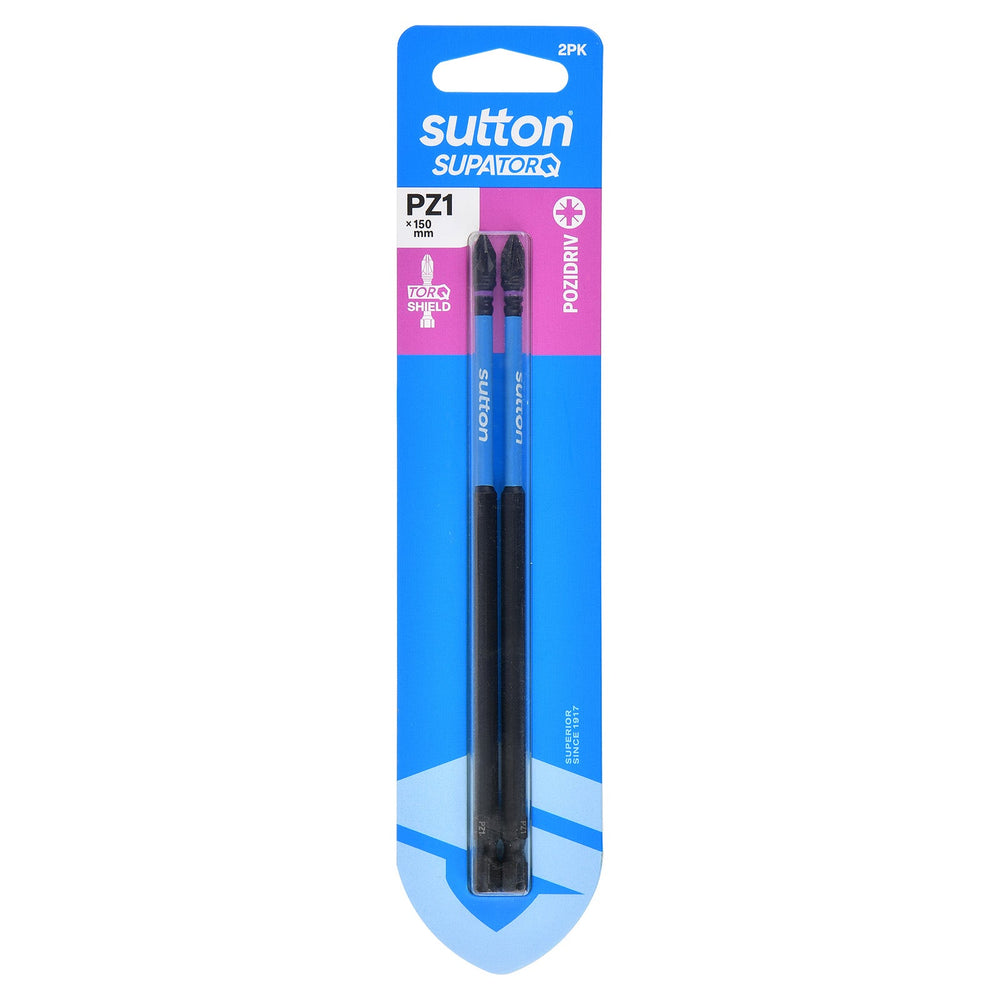 SUTTON SUPATORQ PZ1X150MM POZIDRIVE SCREWDRIVER BIT - 2 PIECE S202H02G01