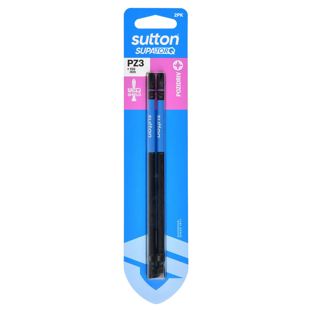 SUTTON SUPATORQ PZ3X150MM POZIDRIVE SCREWDRIVER BIT - 2 PIECE S202H02G03