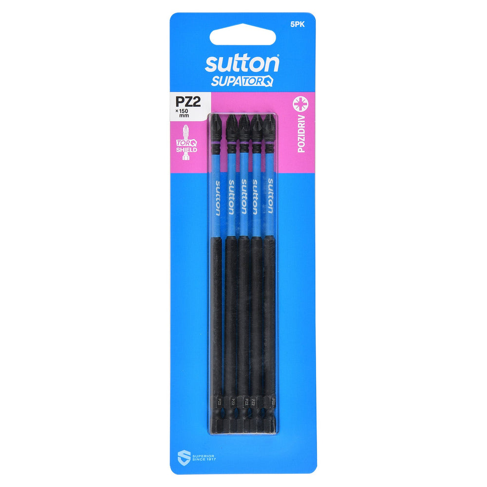 SUTTON SUPATORQ PZ2X150MM POZIDRIVE SCREWDRIVER BIT - 5 PIECE S202H05G02