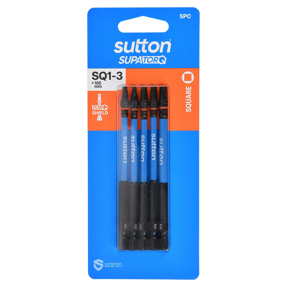 SUTTON SUPATORQ SQ1-3X100MM ROBERTSON SCREWDRIVER BIT - 5 PIECE S204S05E03