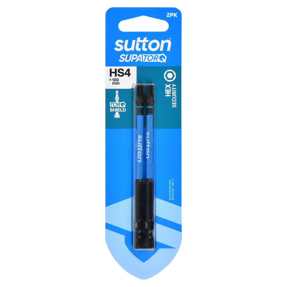 SUTTON SUPATORQ HS4X100MM HEX SECURITY SCREWDRIVER BIT - 2 PIECE S208H02E04