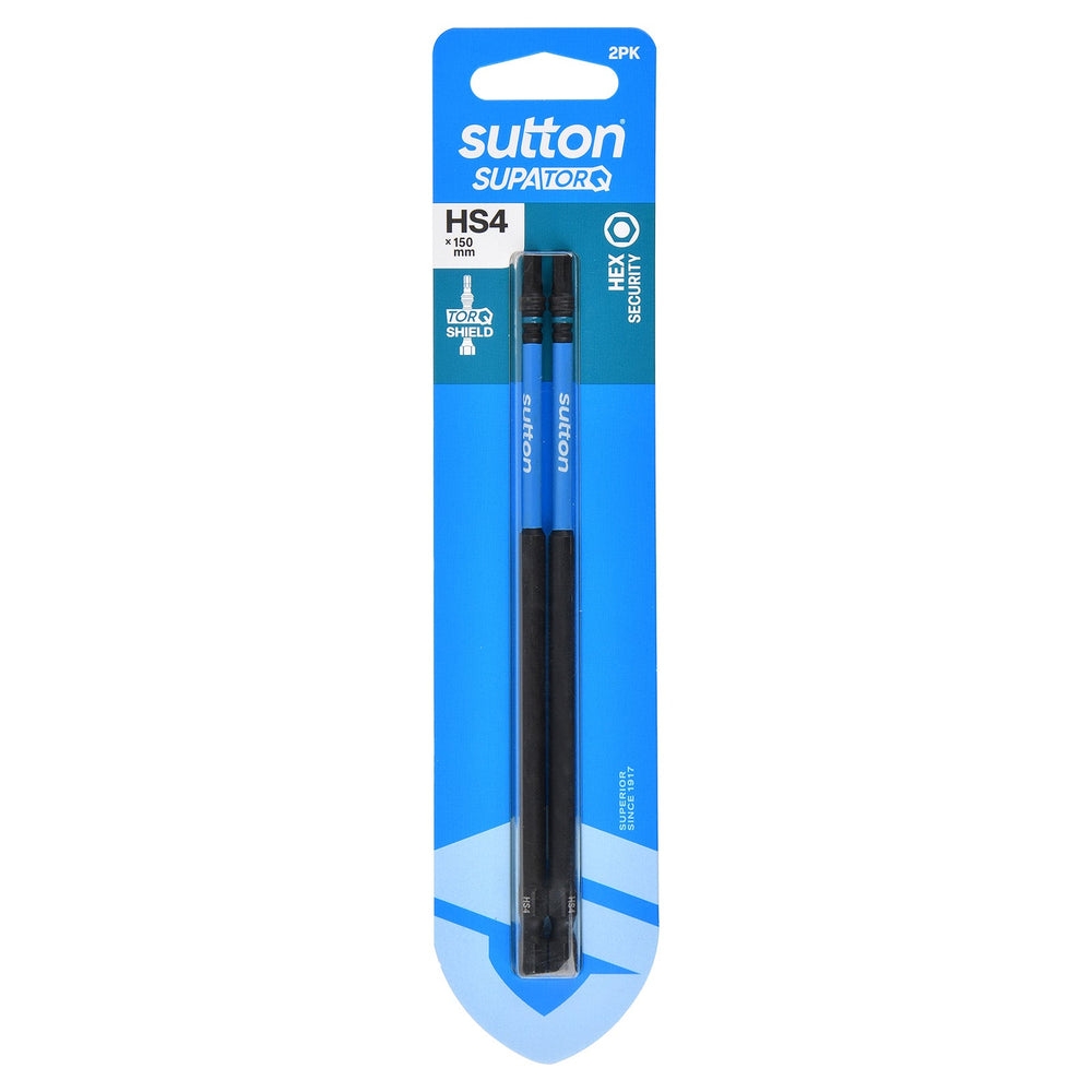 SUTTON SUPATORQ HS4X150MM HEX SECURITY SCREWDRIVER BIT - 2 PIECE S208H02G04