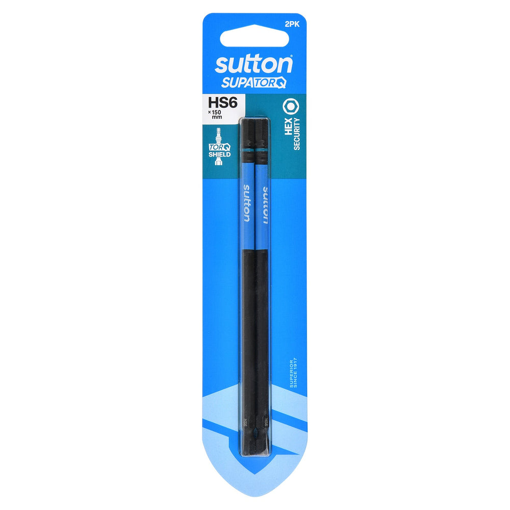 SUTTON SUPATORQ HS6X150MM HEX SECURITY SCREWDRIVER BIT - 2 PIECE S208H02G06