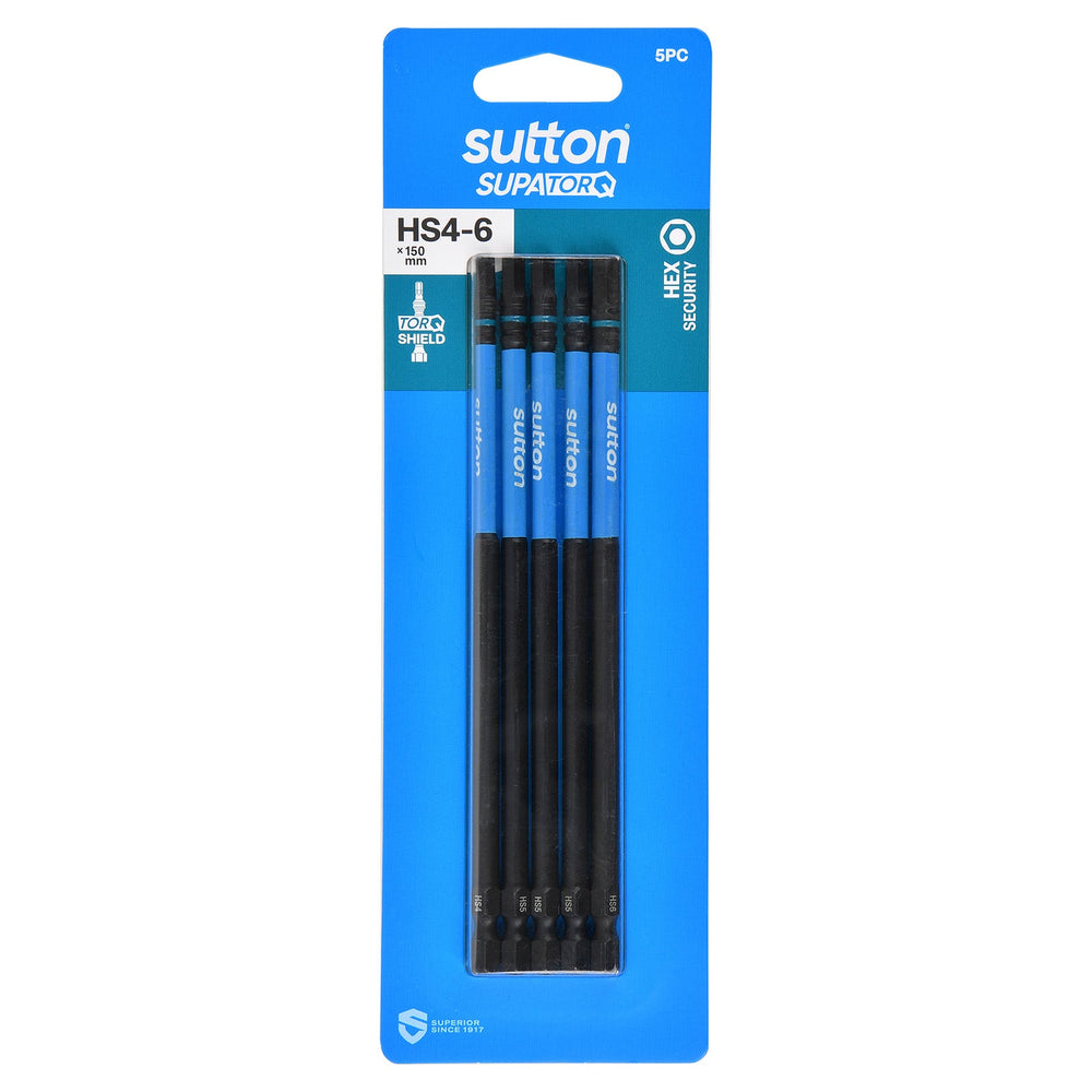 SUTTON SUPATORQ HS4-6X150MM HEX SECURITY SCREWDRIVER BIT - 5 PIECE S208S05G06