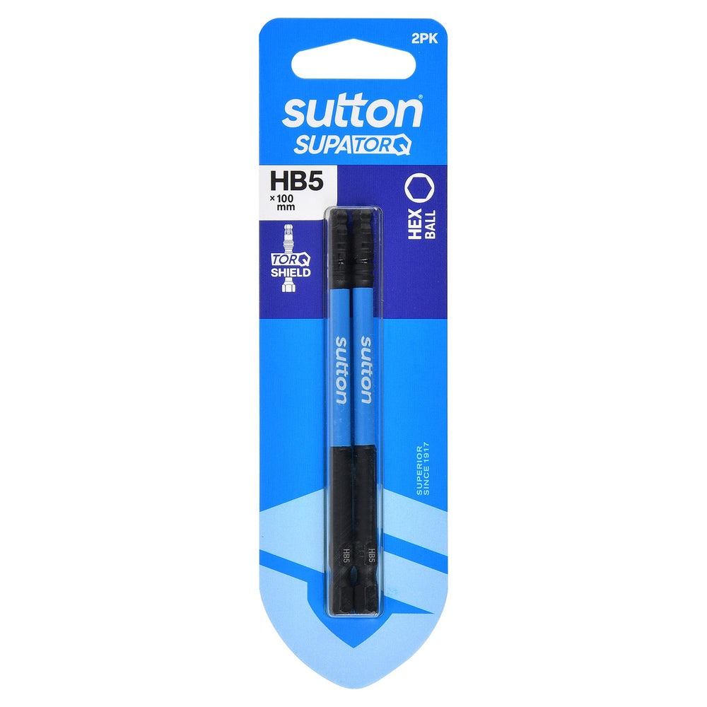 SUTTON SUPATORQ HB5X100MM BALL HEX SCREWDRIVER BIT - 2 PIECE S210H02E05