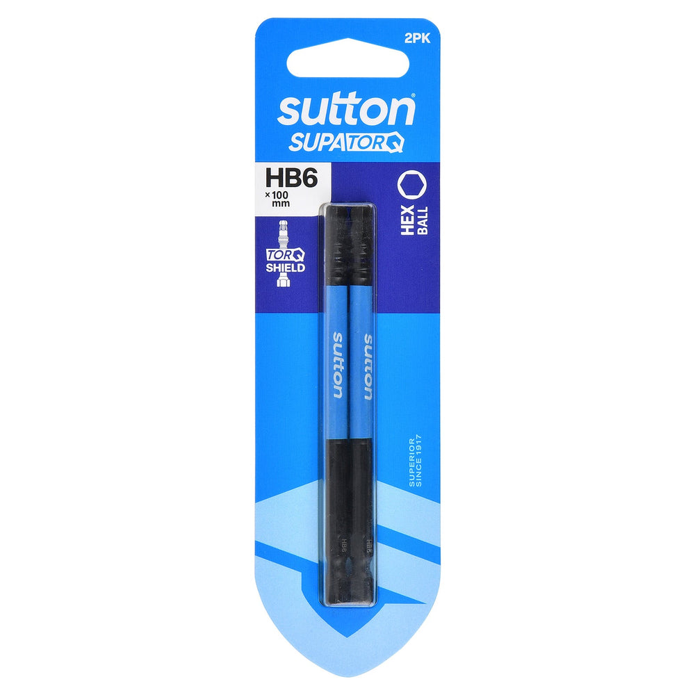 SUTTON SUPATORQ HB6X100MM BALL HEX SCREWDRIVER BIT - 2 PIECE S210H02E06