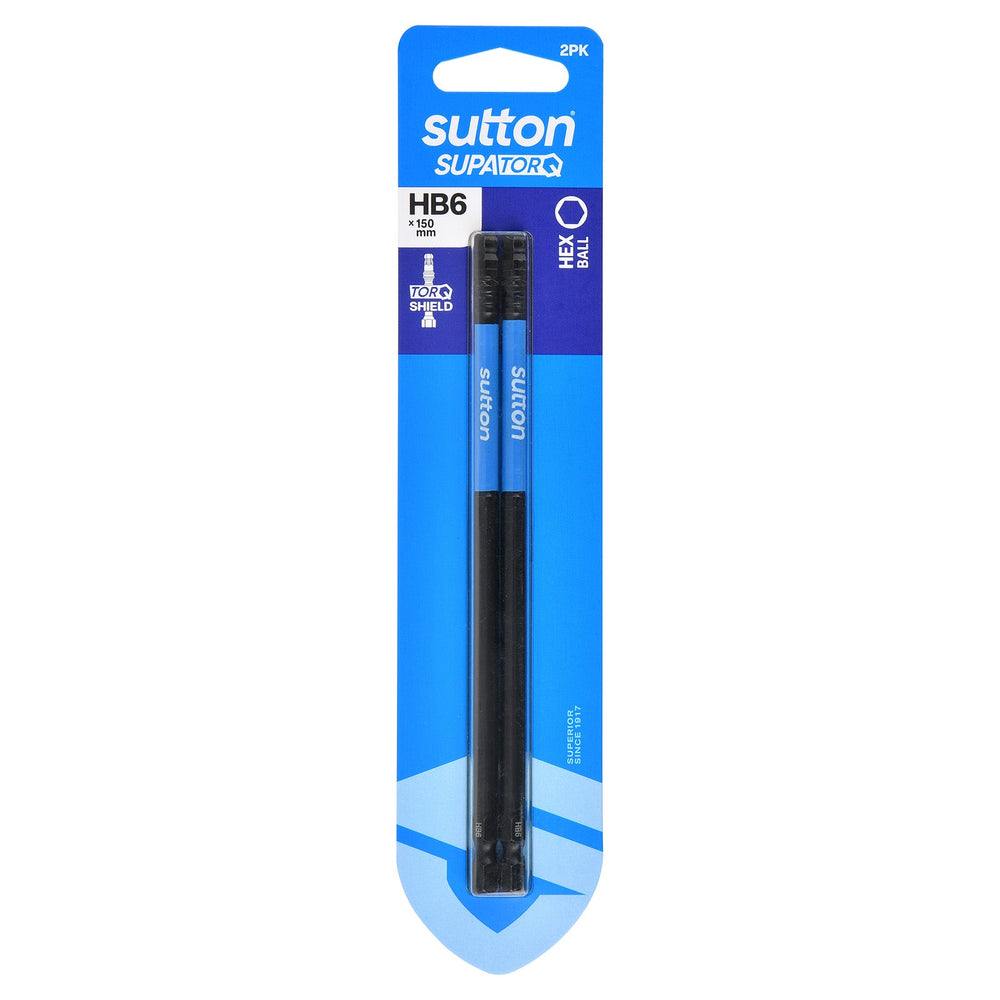 SUTTON SUPATORQ HB6X150MM BALL HEX SCREWDRIVER BIT - 2 PIECE S210H02G06