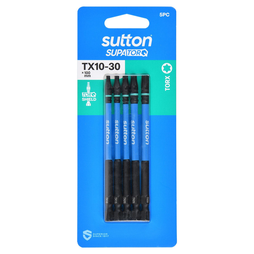SUTTON SUPATORQ TX10-TX30X100MM TORX SCREWDRIVER BIT SET - 5 PIECE S212S05E30