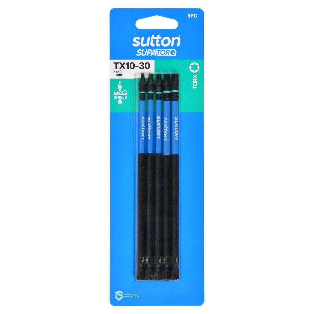 SUTTON SUPATORQ TX10-TX30X150MM TORX SCREWDRIVER BIT SET - 5 PIECE S212S05G30